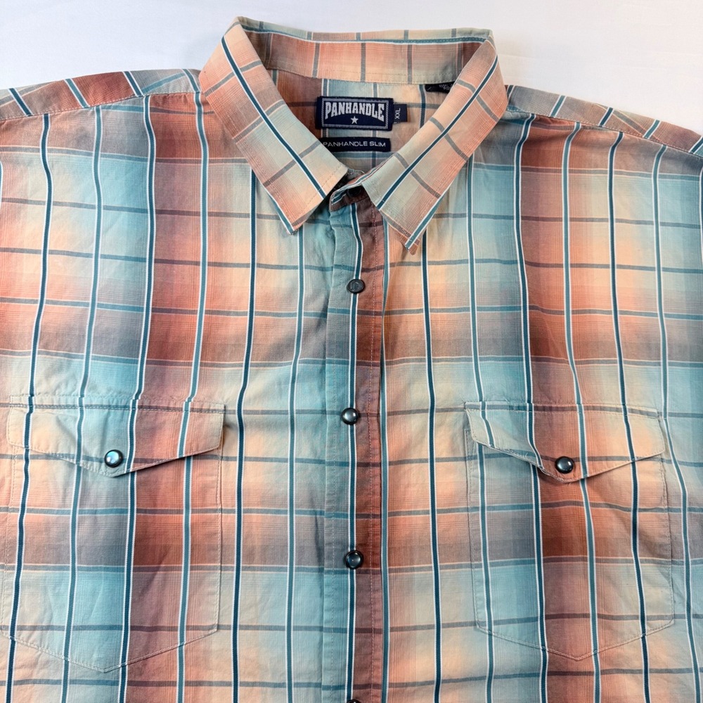 Panhandle Slim Western Snap Shirt Mens XXL Multi Color Plaid Pearl Snap Top